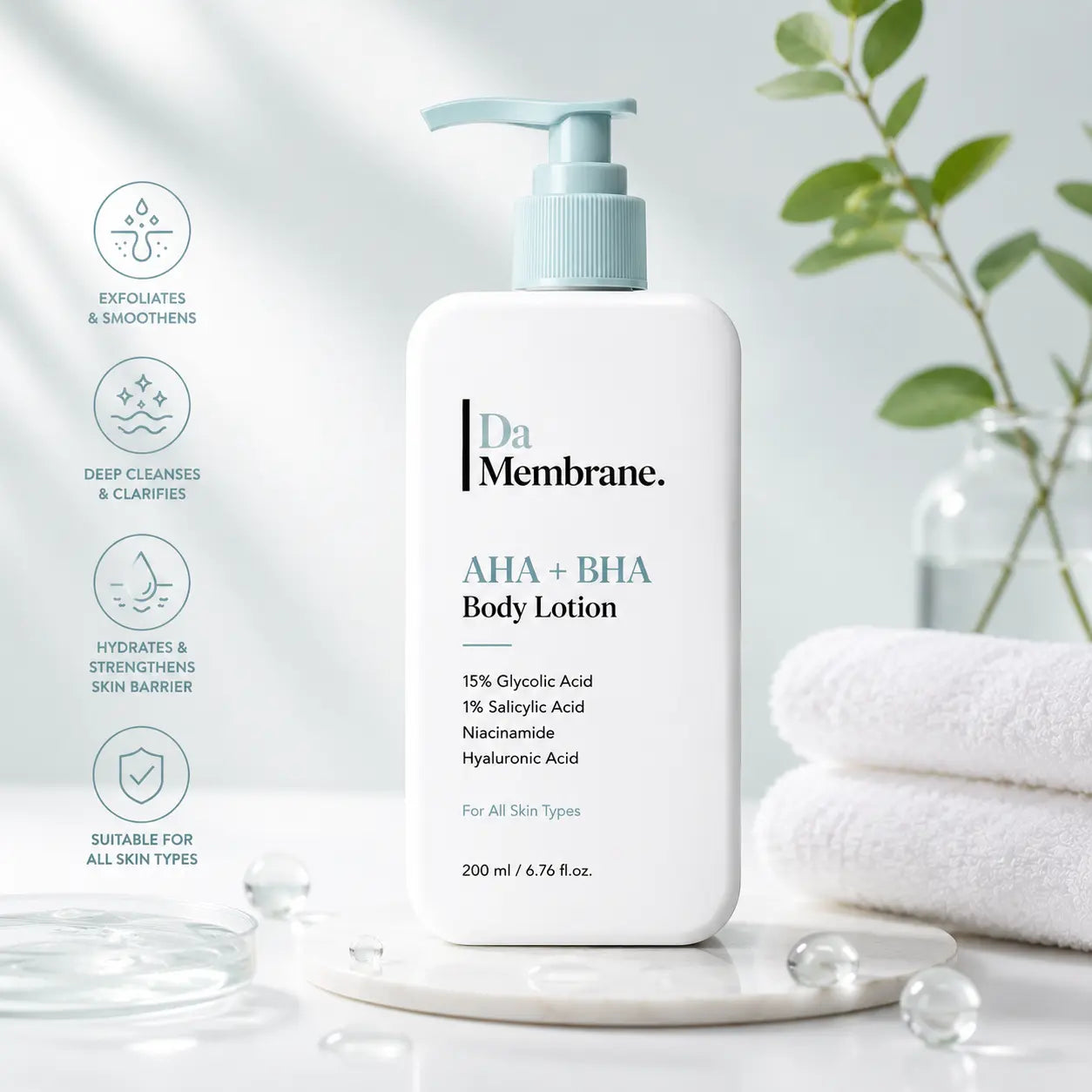 15% Glycolic Acid AHA Body Lotion + 1% Salicylic Acid BHA & Niacinamide | 200ml