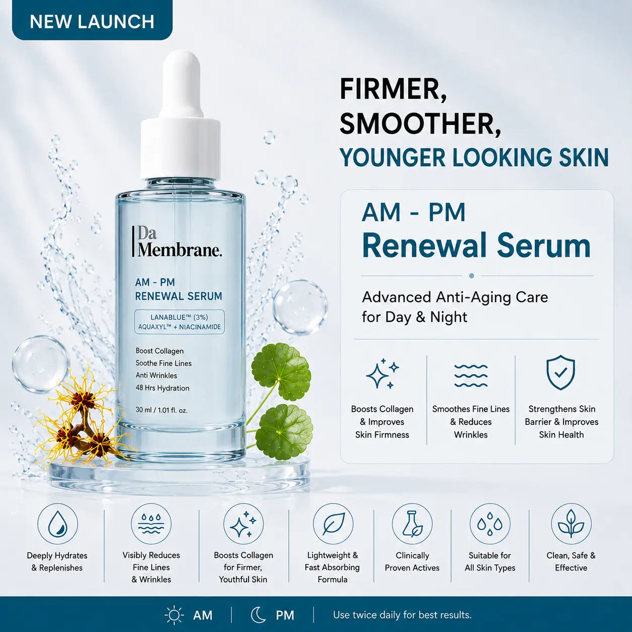 Da Membrane Anti Aging Face Serum with Lanablue®, Aquaxyl™, Niacinamide – 30ml
