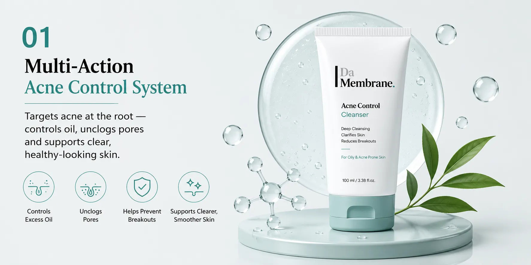 Anti Acne Cleanser with Dermosoft® Decalact MB, Niacinamide, Salicylic Acid - 100ml