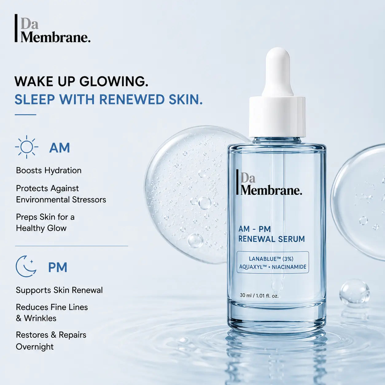 Da Membrane Anti Aging Face Serum with Lanablue®, Aquaxyl™, Niacinamide – 30ml