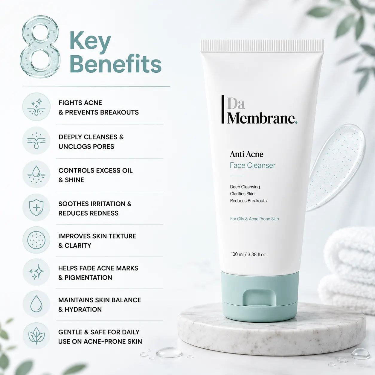 Anti Acne Cleanser with Dermosoft® Decalact MB, Niacinamide, Salicylic Acid - 100ml