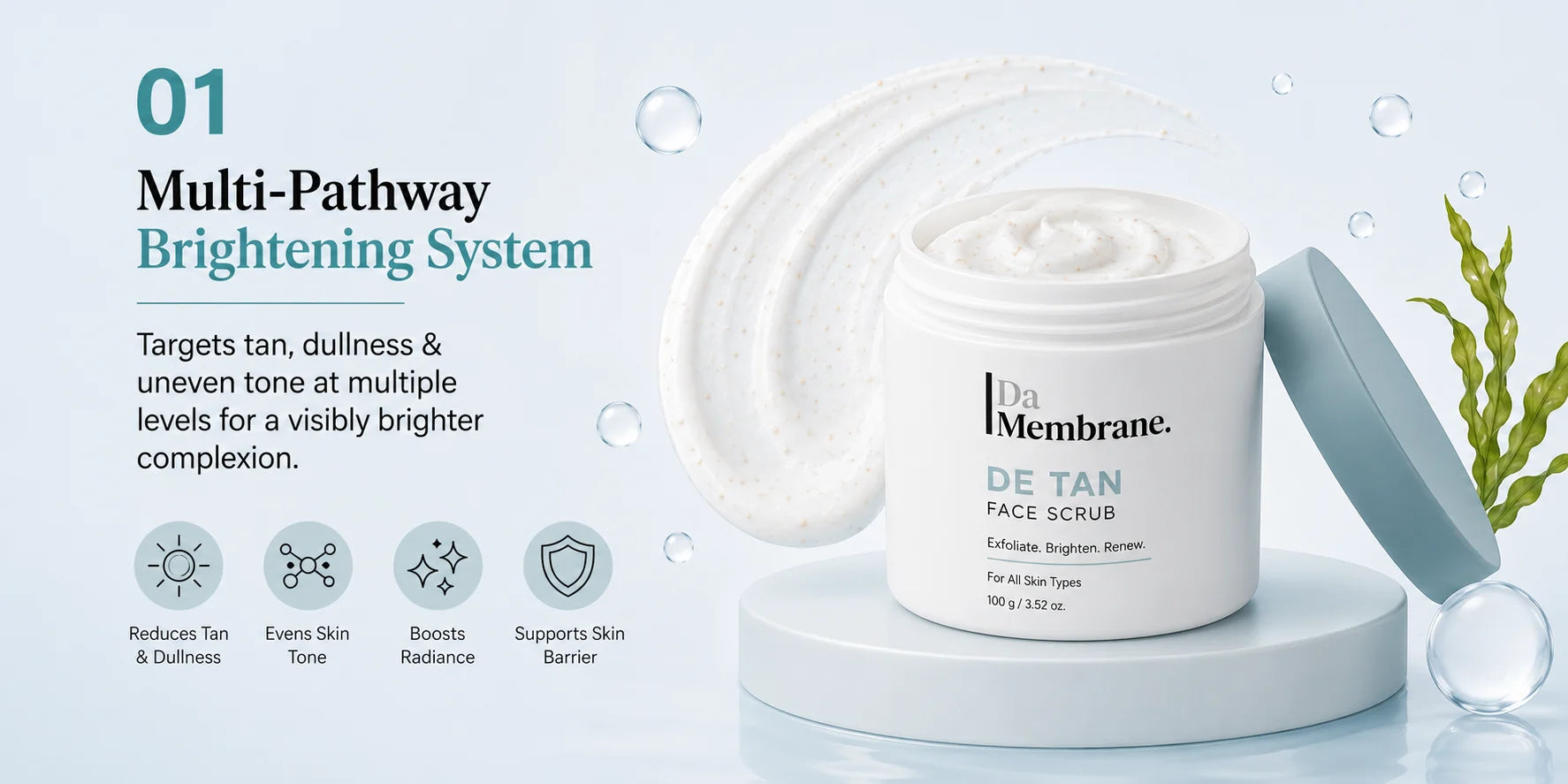 De-Tan Face Scrub with 2% Niacinamide, Cybright G & Alpha Arbutin - 50gm
