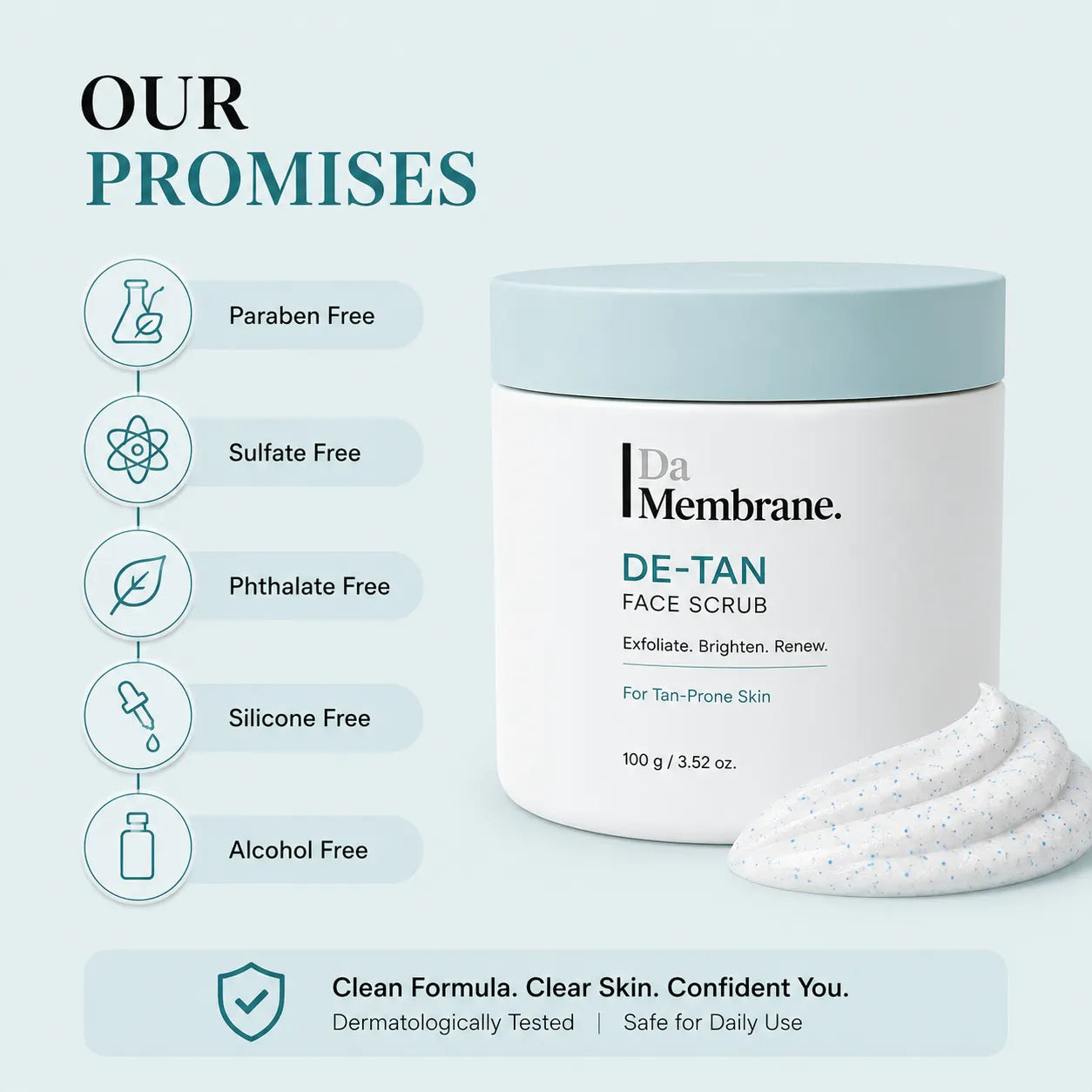 De-Tan Face Scrub with 2% Niacinamide, Cybright G &amp; Alpha Arbutin - 50gm