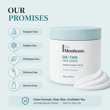 De-Tan Face Scrub with 2% Niacinamide, Cybright G &amp; Alpha Arbutin - 50gm