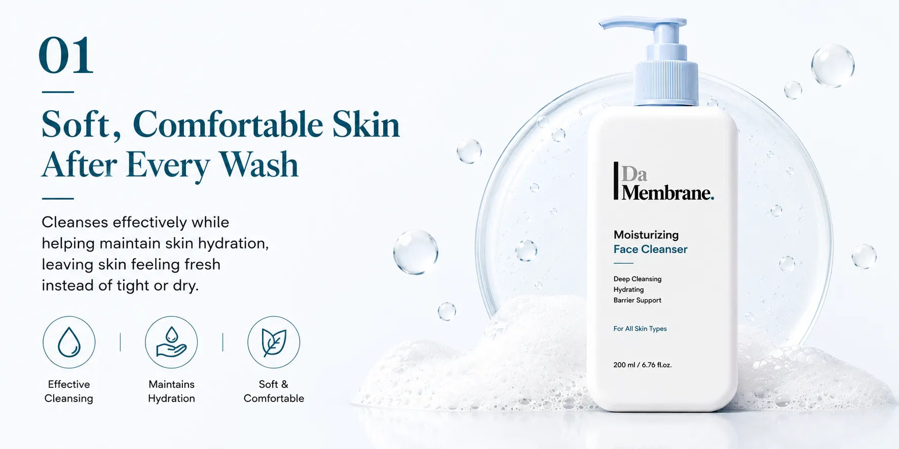 Moisturizing Face Cleanser with 3% Glycerin, 2% Niacinamide & AQUAXYL™ - 100ml