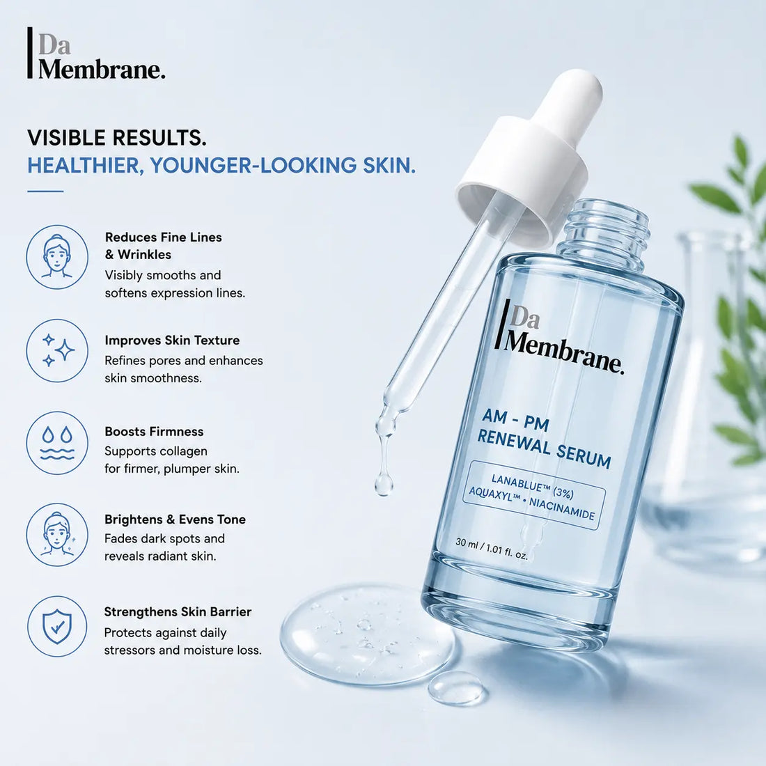 Da Membrane Anti Aging Face Serum with Lanablue®, Aquaxyl™, Niacinamide – 30ml